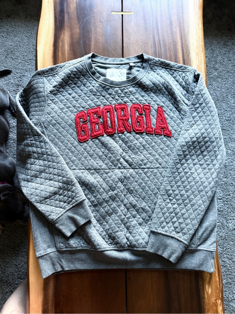 Univ of Georgia Embroidered Quilted Gray Sweatshirt - Women’s